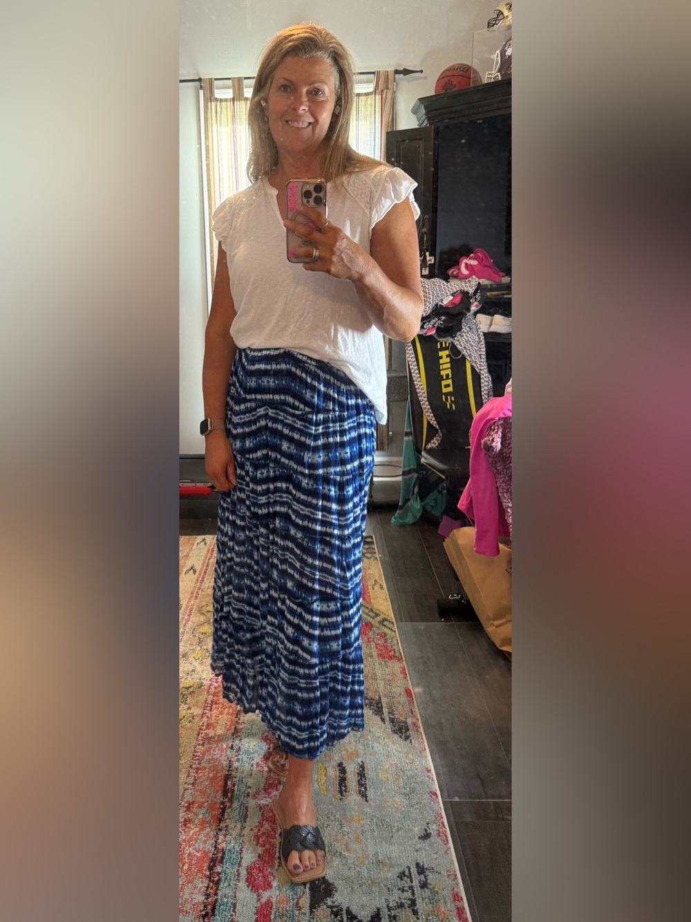 Kim Rogers skirt Blue Tie-Dye Maxi Skirt - Women new without tags!